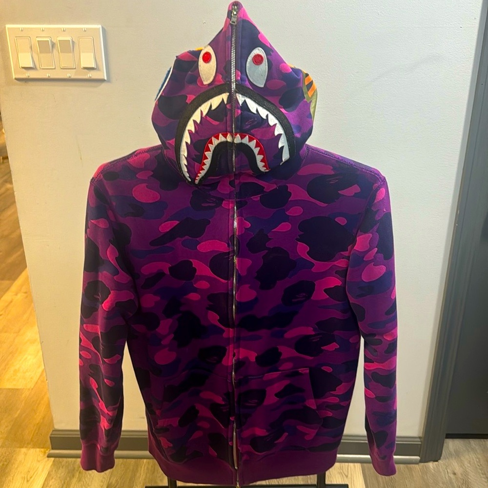 BAPE Purple Camo Shark Full Zip Hoodie
